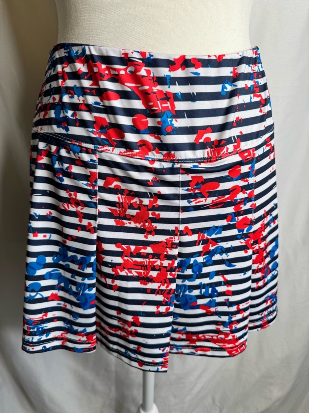 Bolle Athletic Skort Skirt L Red White Blue Striped Built In Shorts Swim Tennis - Picture 2 of 14